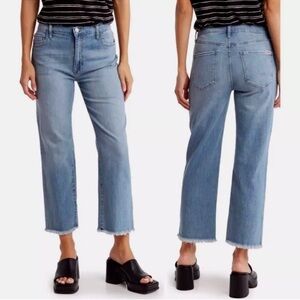 Hudson Jeans Noa AIM Straight Leg Crop Raw Hem Fringe Light Wash Women’s Sz 33